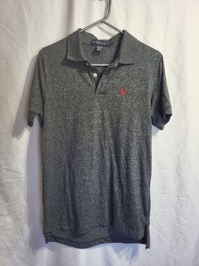 U.S. Polo Assn. Men's Gray Polo Shirt with Red Logo, Size Small
